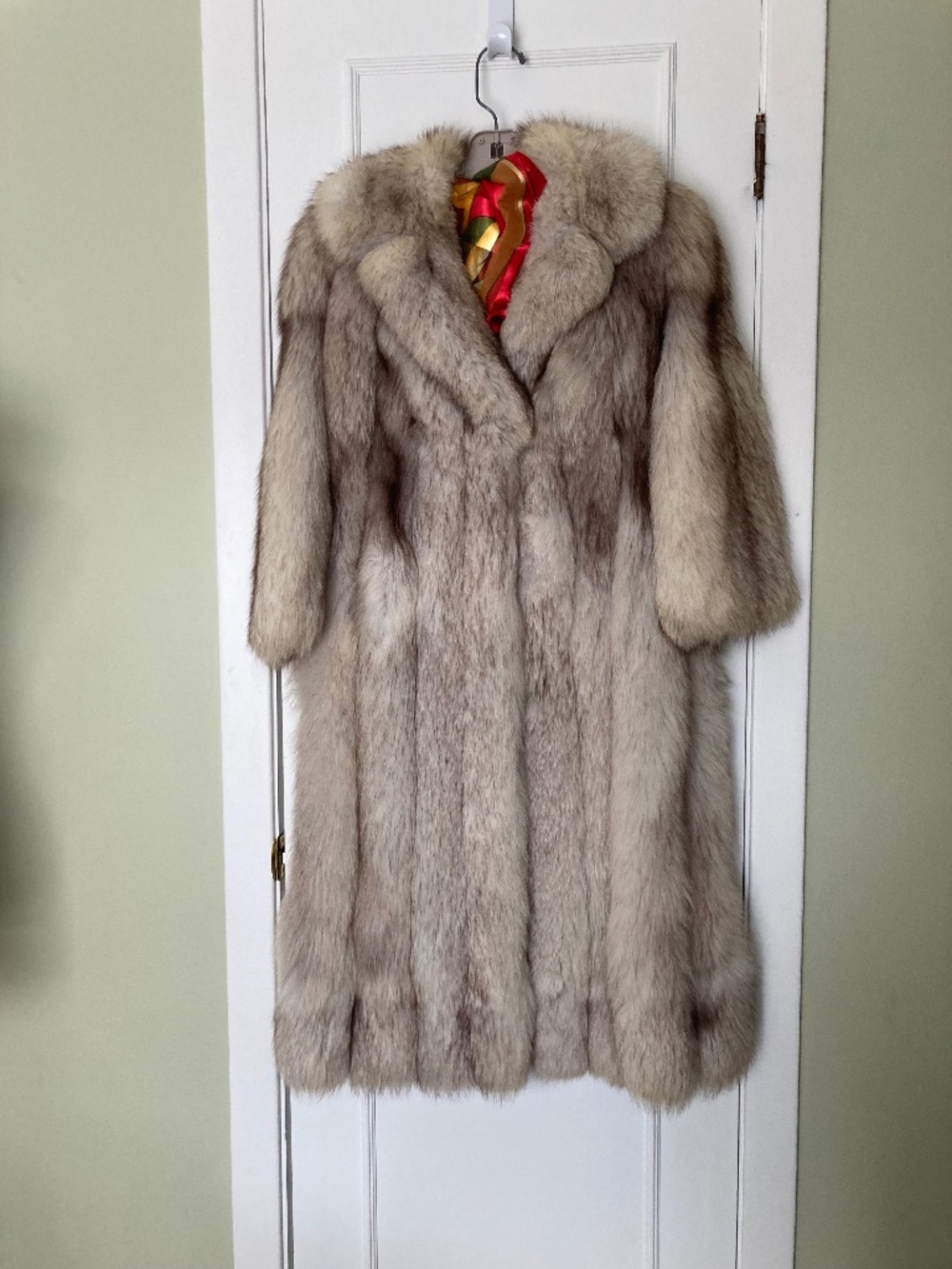 Norwegian fox fur coat  .Size Small .Full  lenght .